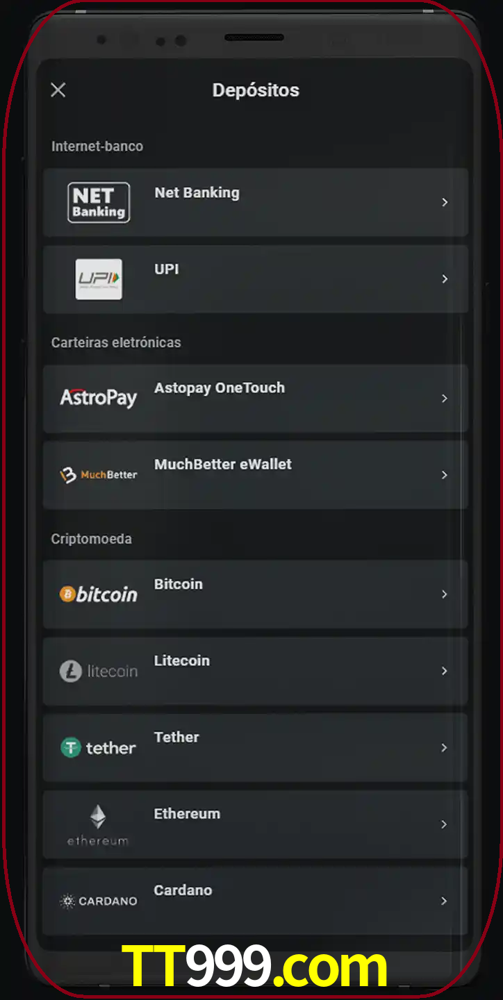 Você pode usar métodos alternativos de depósito.